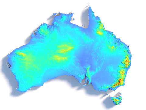 Australia Terrain Map 3D Model