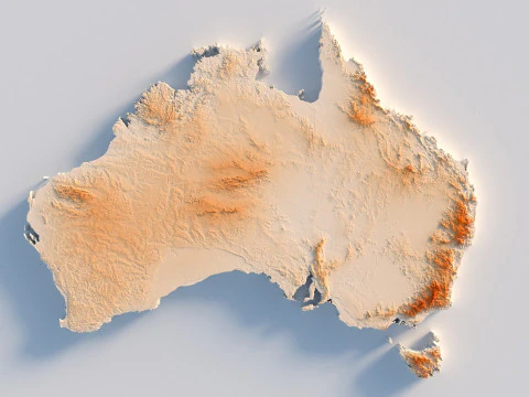 Australia Terrain Map 3D Model