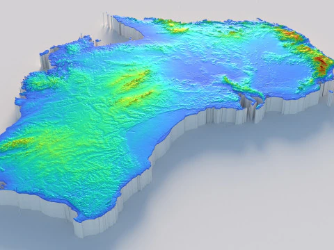 Australia Terrain Map 3D Model