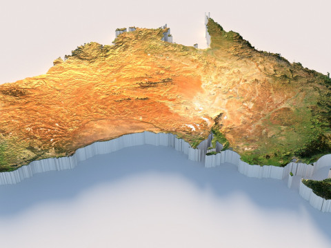 Australia Terrain Map Modelo 3D