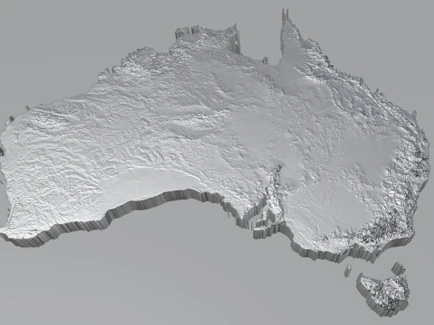 Australia Terrain Map 3D Model