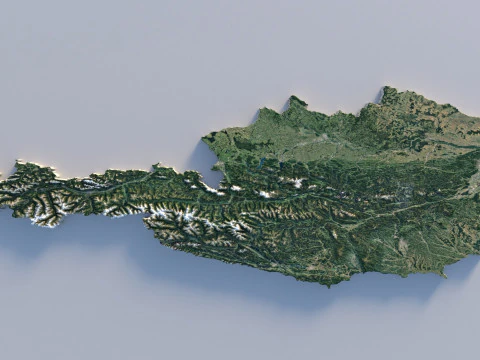 Austria Terrain Map 3D Model