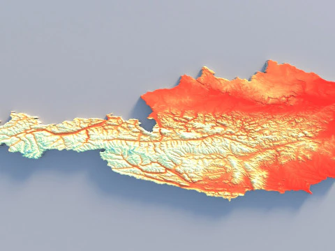 Austria Terrain Map 3D Model