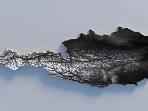 Austria Terrain Map 3D Model