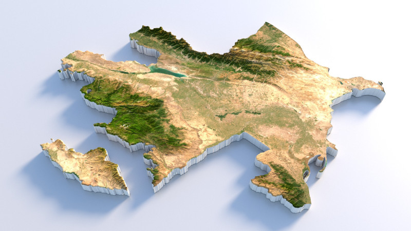 Azerbaijan Terrain Map 3D 模型 .c4d .max .obj .3ds .fbx .stl .blend