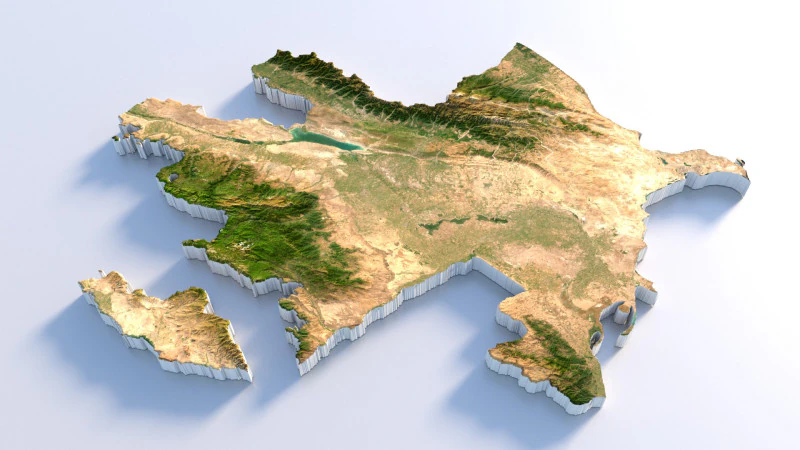 Azerbaijan Terrain Map 3D Model .c4d .max .obj .3ds .fbx .stl .blend