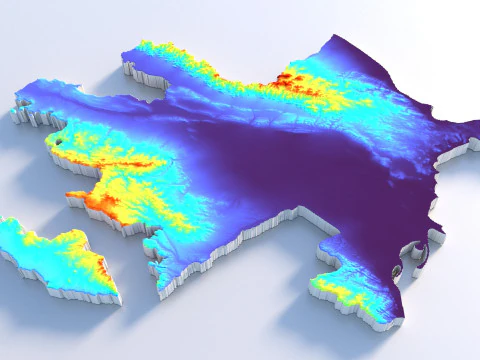 Azerbaijan Terrain Map 3D Model