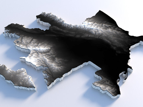 Azerbaijan Terrain Map 3D 模型