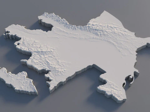 Azerbaijan Terrain Map 3D Model
