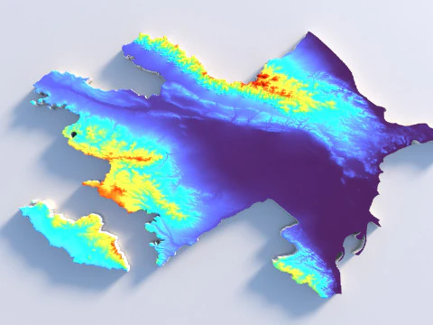 Azerbaijan Terrain Map 3D Model
