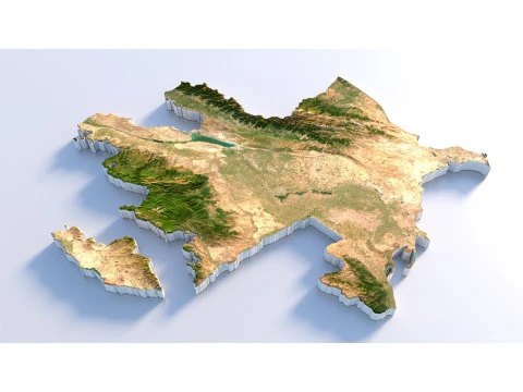 Azerbaijan Terrain Map 3D Model