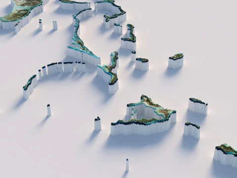 Bahamas Terrain Map 3D Model