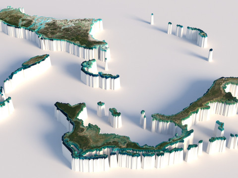 Bahamas Terrain Map Model 3D
