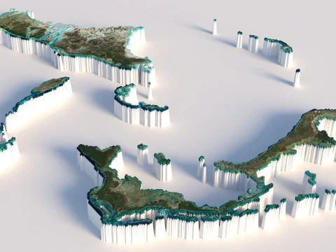 Bahamas Terrain Map 3D Model