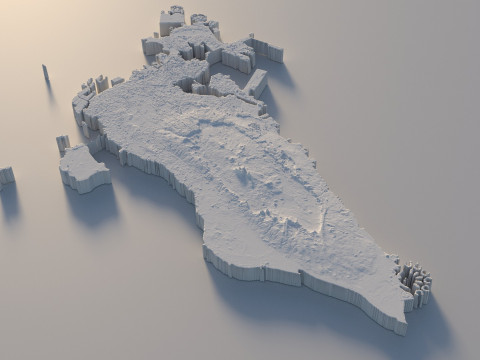 Bahrain Terrain Map Model 3D