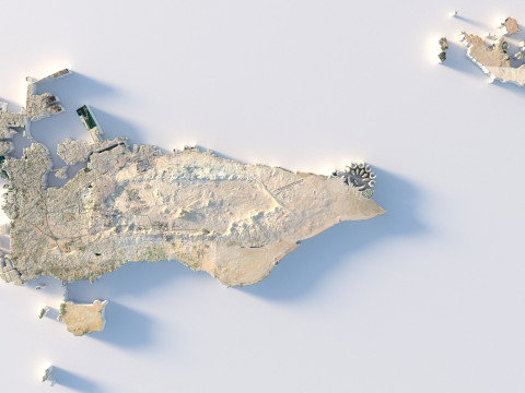 Bahrain Terrain Map Model 3D