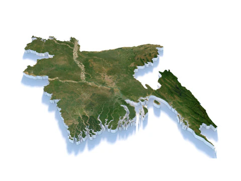 Карта рельєфу Бангладеш 3D Модель