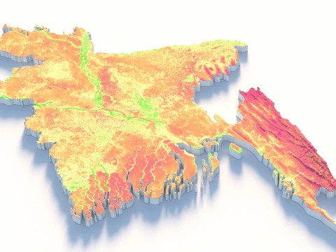 Bangladesh Terrain Map 3D Model