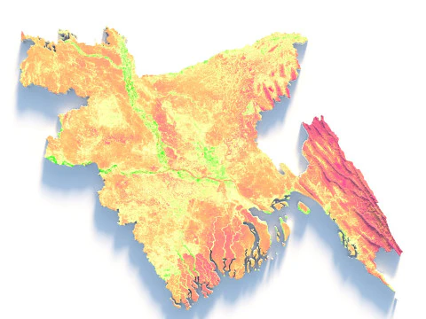 Bangladesh Terrain Map 3D Model