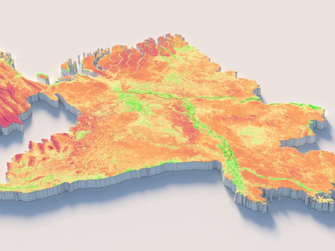 Bangladesh Terrain Map 3D Model