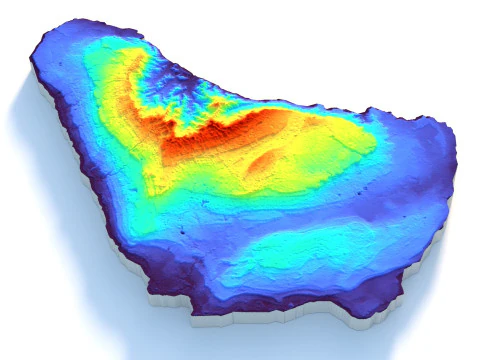 Barbados Terrain Map 3D Model