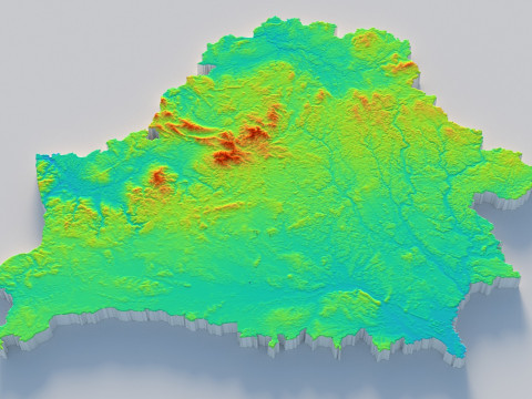 Belarus Terrain Map 3Dモデル