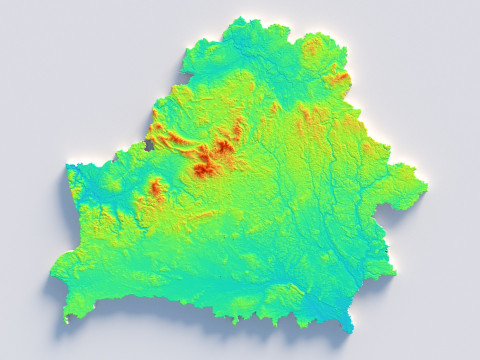 Belarus Terrain Map 3Dモデル