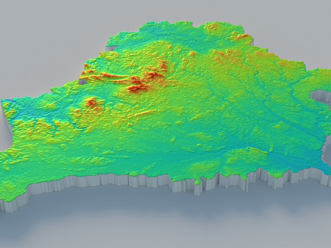 Belarus Terrain Map 3Dモデル