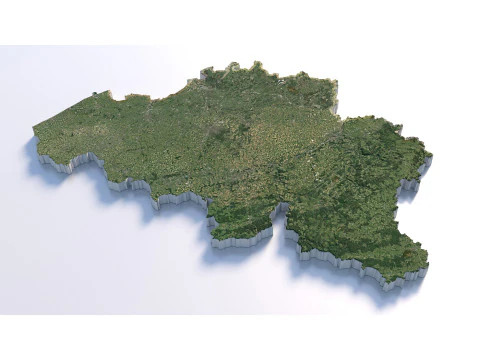 Mapa de terreno da B&eacute;lgica Modelo 3D