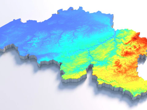 Belgium Terrain Map 3D Model