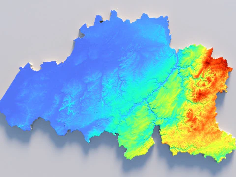 Belgium Terrain Map 3D Model