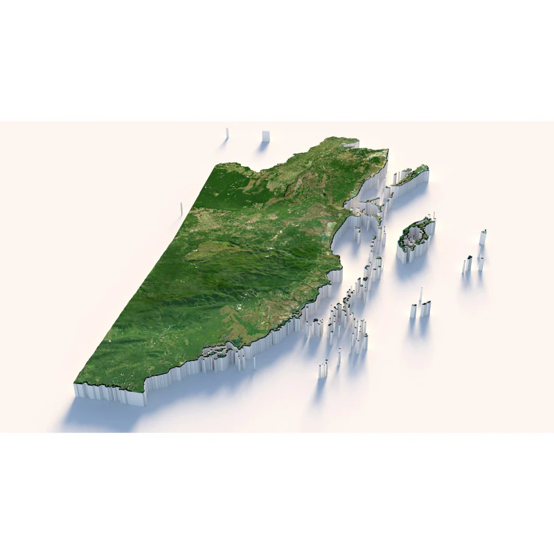 Belize Terrain Map 3D Model .c4d .max .obj .3ds .fbx .stl .blend