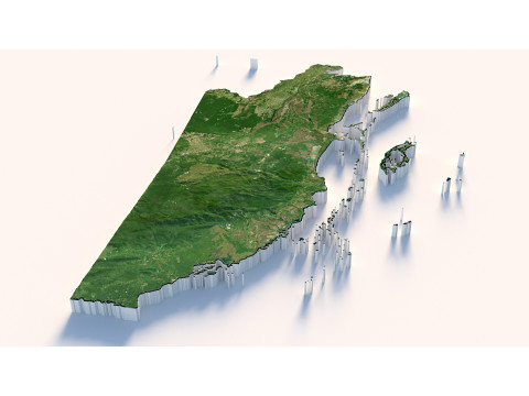 Belize Terrain Map 3D Model