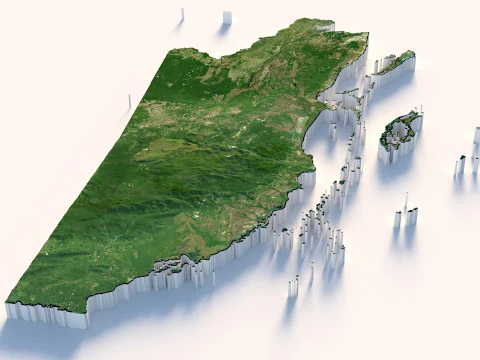 Belize Terrain Map 3D Model