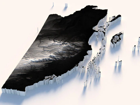 Belize Terrain Map 3D Model