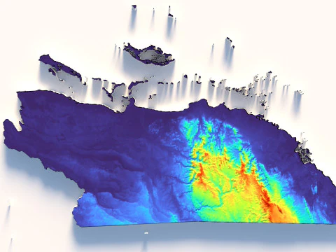 Belize Terrain Map 3D Model