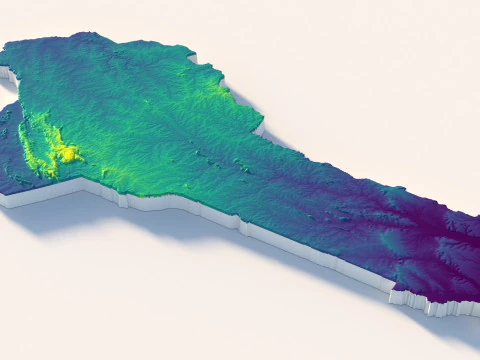 Benin Terrain Map 3D Model