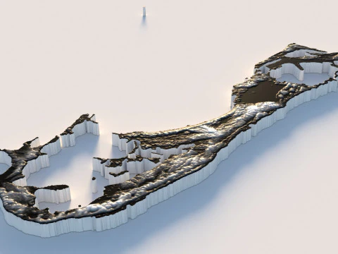 버뮤다 지형 지도 3D 모델