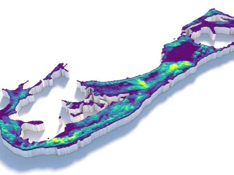 버뮤다 지형 지도 3D 모델