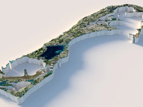 버뮤다 지형 지도 3D 모델