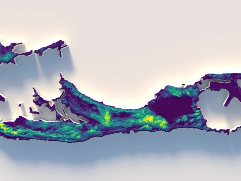 버뮤다 지형 지도 3D 모델