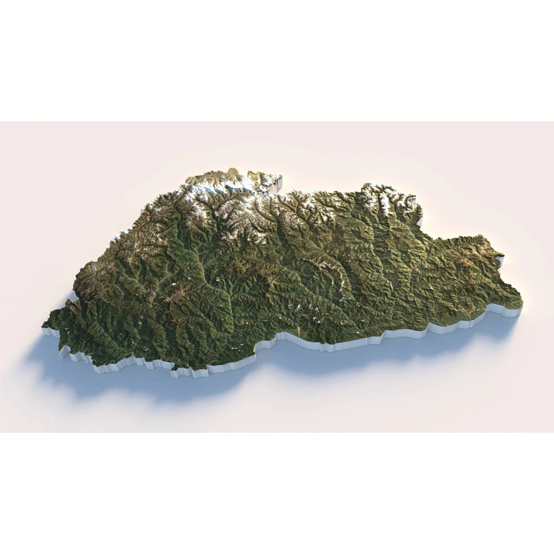 Bhutan Terrain Map 3D Model .c4d .max .obj .3ds .fbx .stl .blend