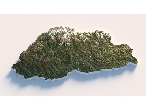 Bhutan Terrain Map 3Dモデル