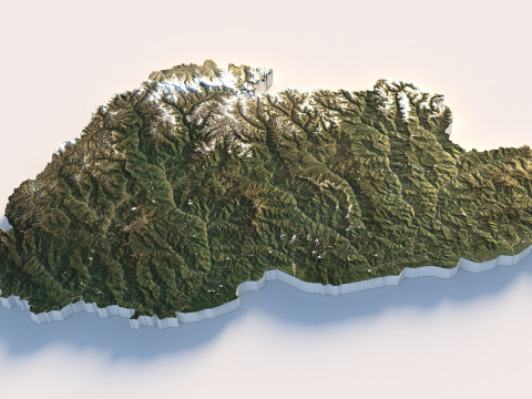 Bhutan Terrain Map Modèle 3D
