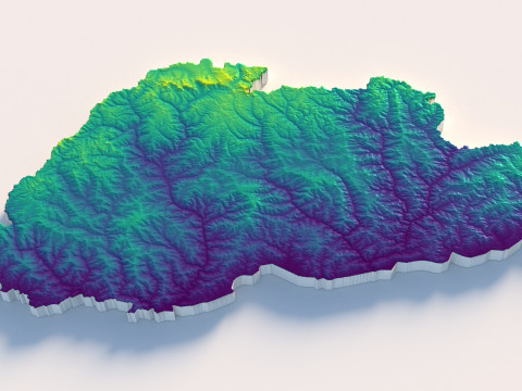 Bhutan Terrain Map Modèle 3D