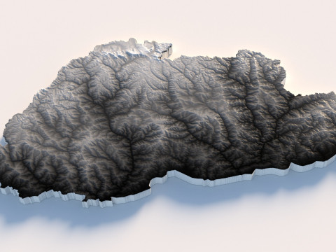 Bhutan Terrain Map Modèle 3D