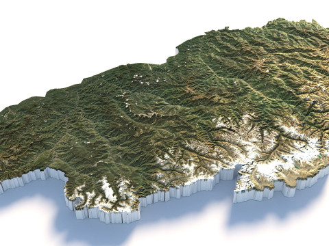Bhutan Terrain Map Modèle 3D