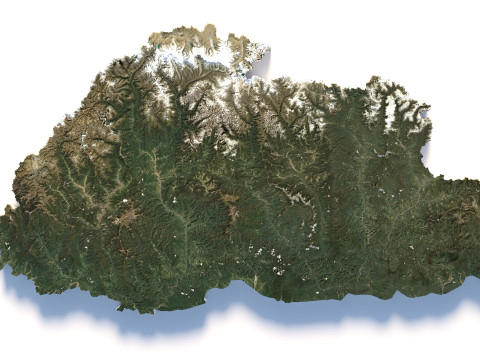 Bhutan Terrain Map Modèle 3D