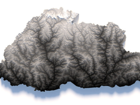 Bhutan Terrain Map Modèle 3D