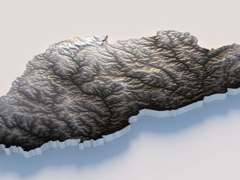 Bhutan Terrain Map Modèle 3D